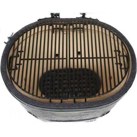 Primo All-In-One Grill - Oval XL w/ 400 sq in Cooking Surface Ceramic Black PRM7800, PG007800